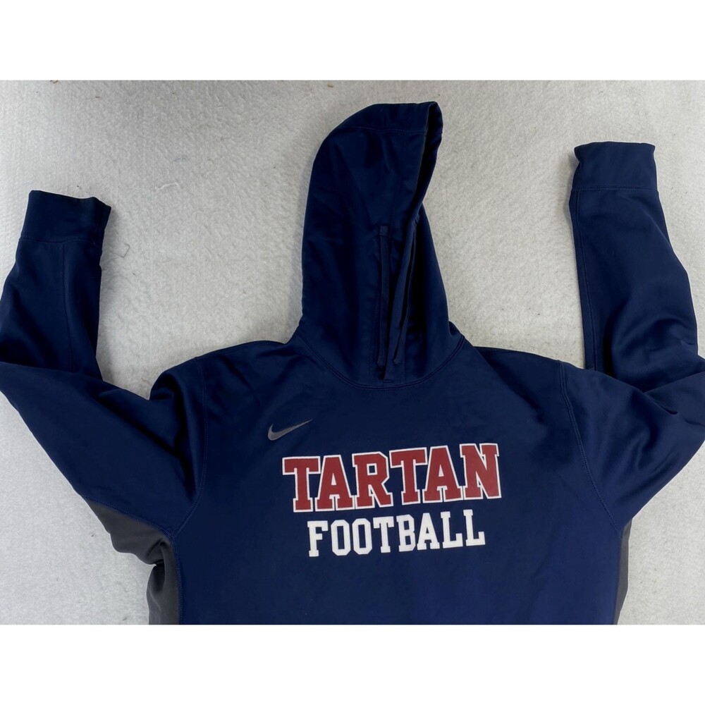 Nike Therma-Fit Tartan Football Hoodie Navy Blue Pullover Sweatshirt Men Size XL - Picture 2 of 6